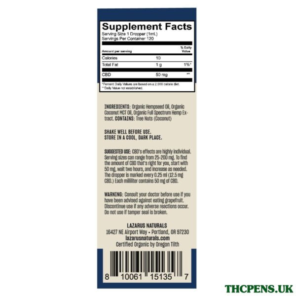 Lazarus-Naturals-High-Potency-Full-Spectrum-CBD-Tincture-Oil-Natural-Flavor-4oz-6000mg-CBD-6.jpg Lazarus Naturals, CBD Tincture, Full Spectrum, 4fl oz, 6000mg CBD