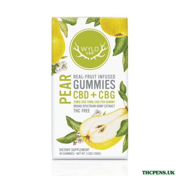 Wyld-CBD-Pear-Gummies-Broad-Spectrum-THC-Free-40ct-400mg-CBG-800mg-CBD-2.jpg Wyld CBD, Pear Gummies, Broad Spectrum THC-Free, 40ct, 400mg CBG + 800mg CBD